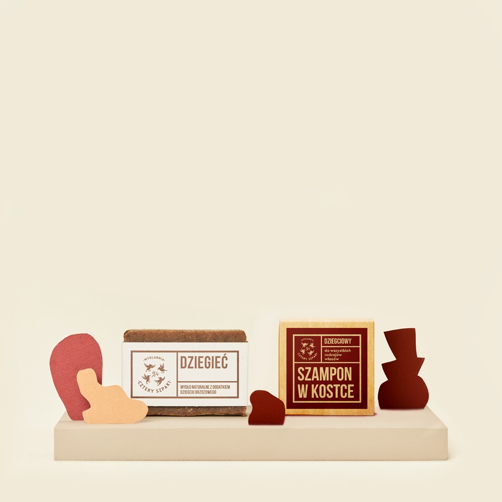 Mydło naturalne Dziegieć i szampon w kostce dziegciowy 