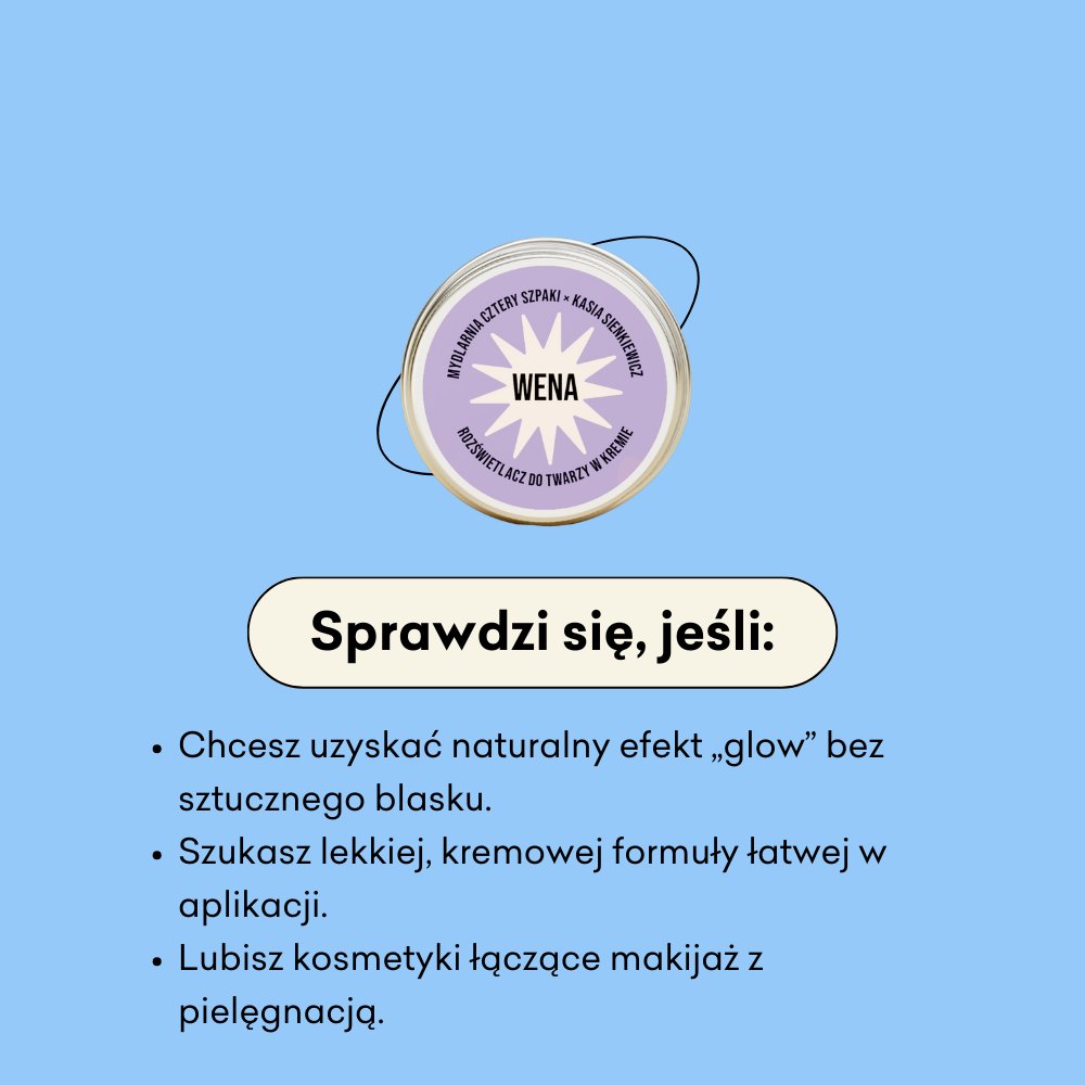 Rozświetlacz do twarzy WENA x Kasia Sienkiewicz  sprawdzi się jeśli chcesz uzyskać efekt glow bez sztucznego blasku.