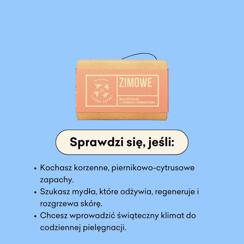 Mydło Zimowe sprawdzi się, jeśli kochasz korzenne, piernikowo-cytrusowe zapachy.