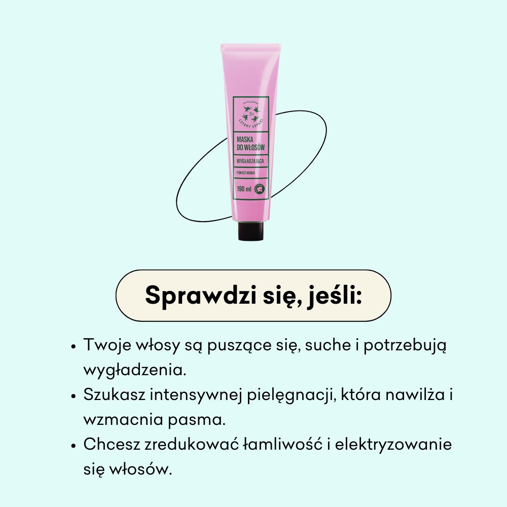 Maska do włosów Pokrzywowa sprawdzi się, jeśli Twoje włosy są puszące, suche i potrzebują wygładzenia. 