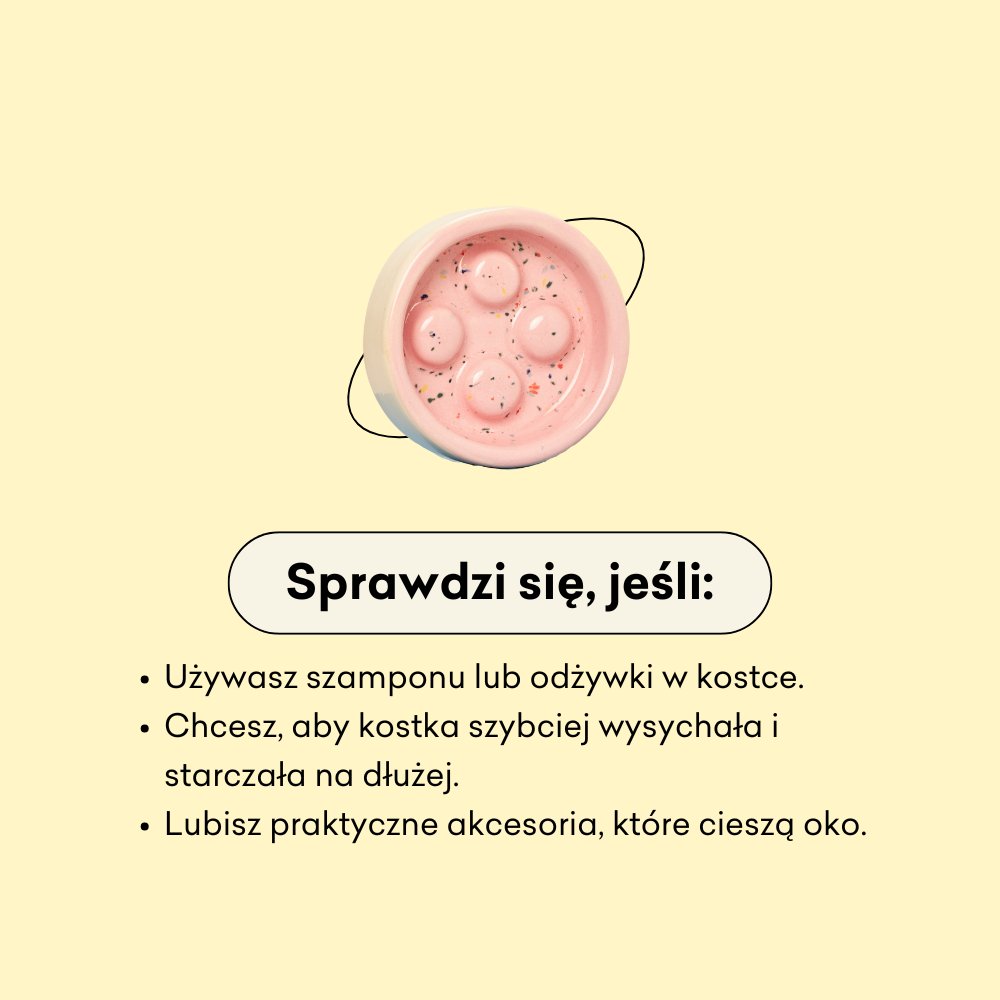 Ceramiczna mydelniczka z pracowni Baobab - okrągła sprawdzi się jeśli używasz szamponu lub odżywki w kostce.