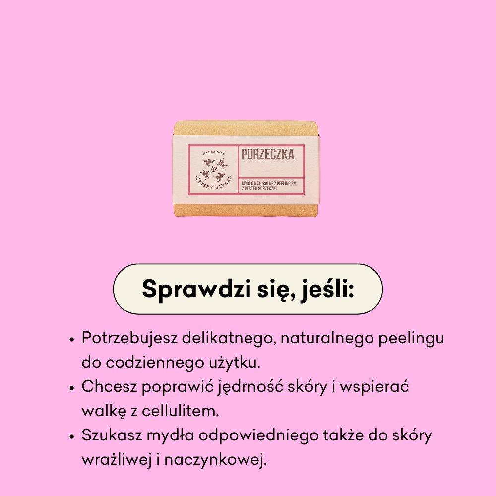 Porzeczka - naturalne mydło peelingujące w kostce, sprawdzi się jeśli potrzebujesz delikatnego, naturalnego peelingu do codziennego użytku.