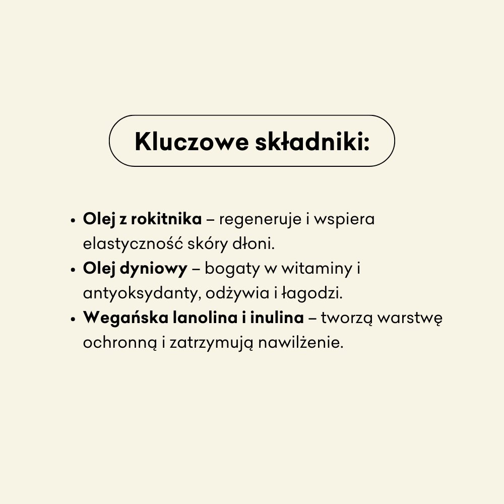 Dwupak kremów do rąk: olej z rokitnika, dyniowy, wegańska lanolina i inulina.