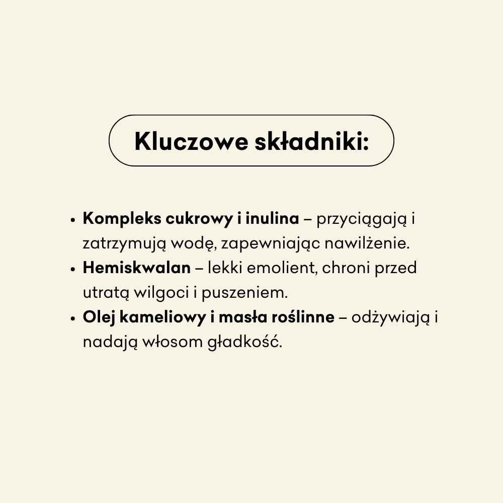 Nawilżający szampon w kostce WENA x Kasia Sienkiewicz składniki: kompleks cukrowy i inulina, hemiskwalan, olej kameliowy i masła roślinne.