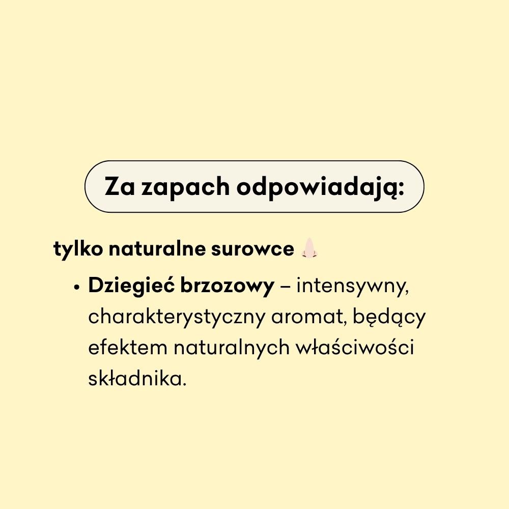 Za zapachach mydła w płynie Dziegieć odpowiadają tylko naturalne surowce. 