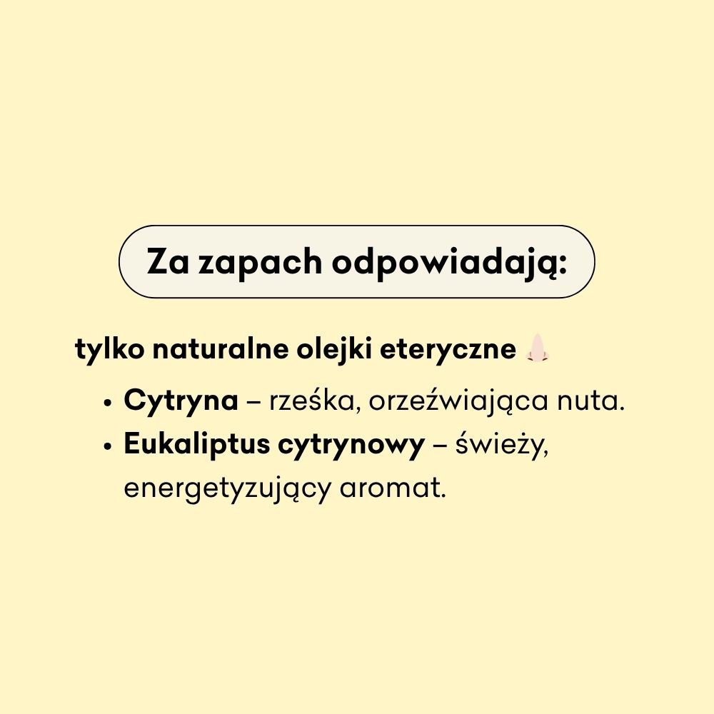 Za zapach mydła Eukaliptus Cytrynowy odpowiadają olejki eteryczne cytryna i eukaliptus cytrynowy. 
