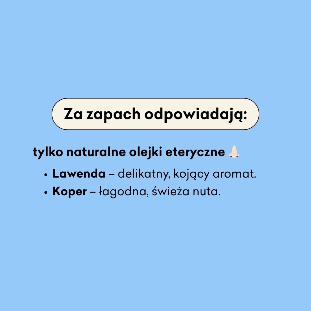 Za zapach mydła i szamponu odpowiadają tylko naturalne olejki eteryczne: lawenda i koper. 