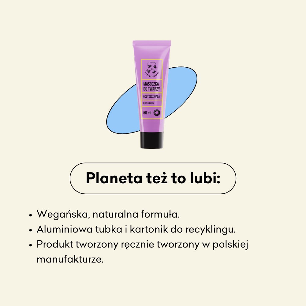 Mirt i Jagoda - oczyszczająca maseczka do twarzy, wegańska, naturalna formuła.