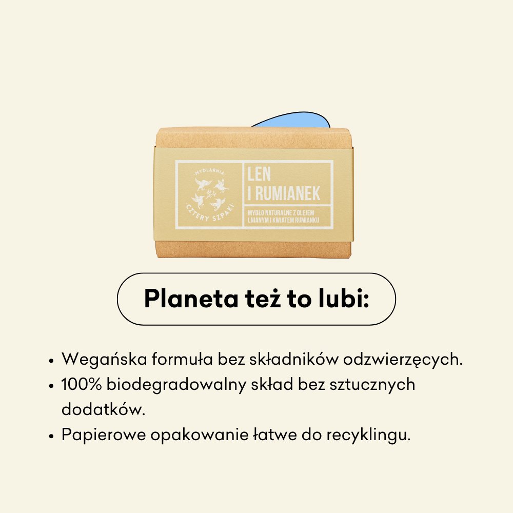 Len i Rumianek - naturalne mydło w kostce wegańska formuła.