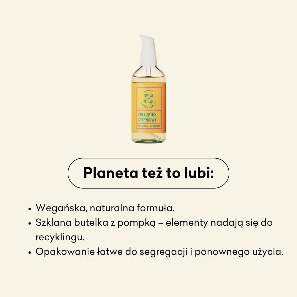 Eukaliptus Cytrynowy - superlekki olejek do ciała wegańska, naturalna formuła.