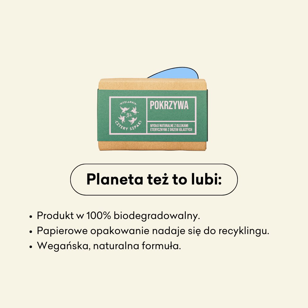 Pokrzywa - naturalne mydło w kostce produkt w 100% biodegradowalny.