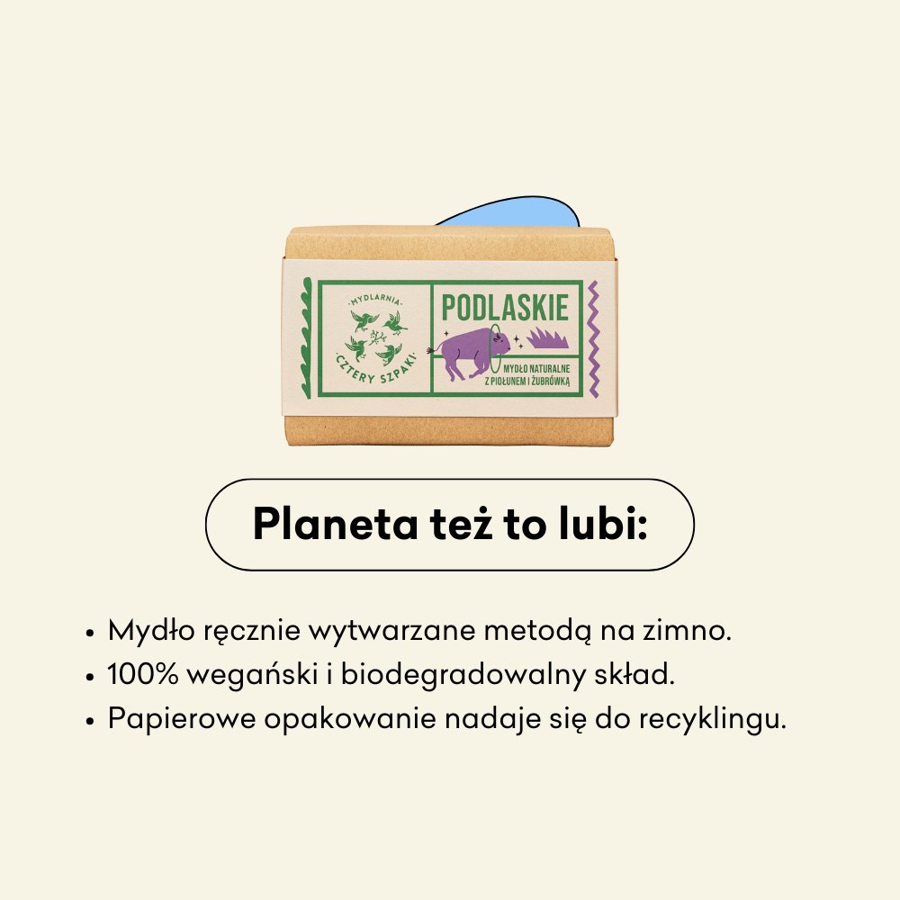 Mydło w kostce Podlaskie to wegański i biodegradowalny produkt.