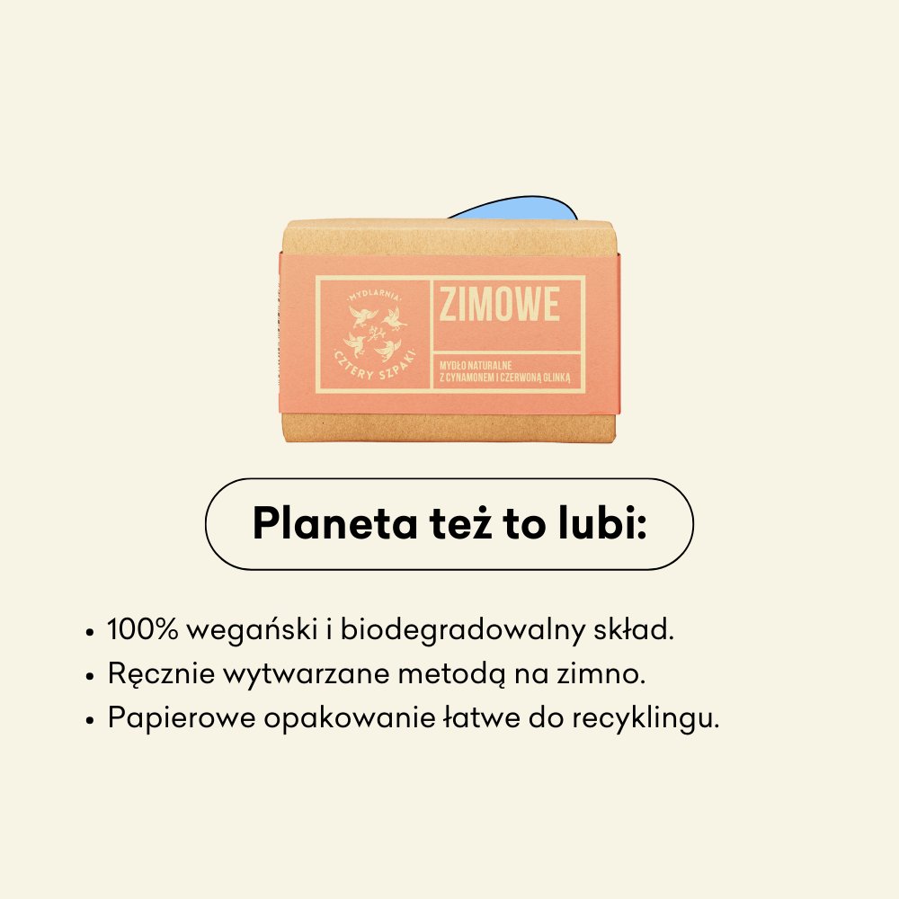 Zimowe mydło w kostce to 100% wegański i biodegradowalny skład.