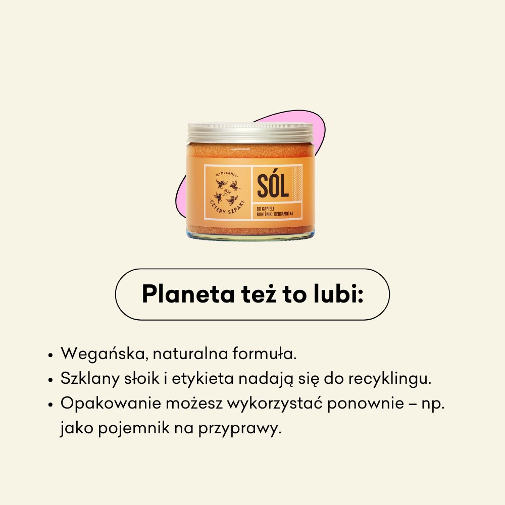 Rokitnik i Bergamotka - sól do kąpieli wegańska, naturalna formuła.