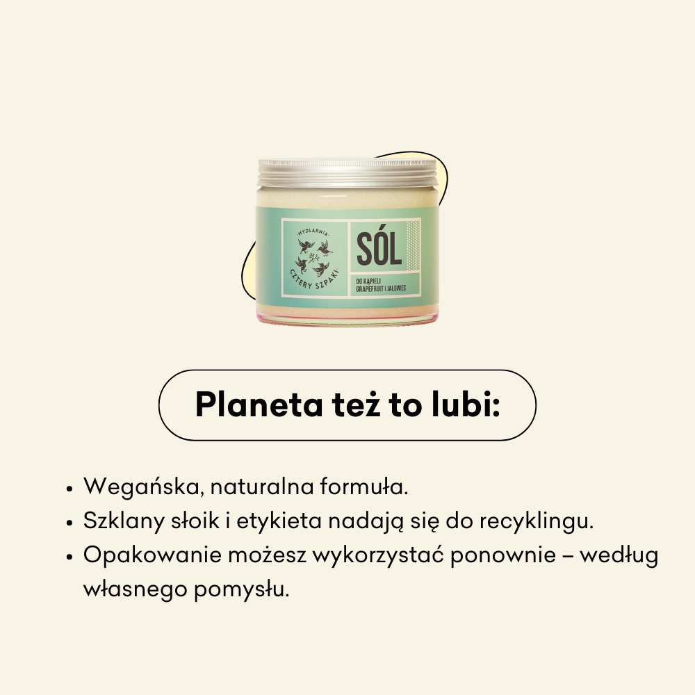 Grejpfrut i Jałowiec - sól do kąpieli wegańska, naturalna formuła.