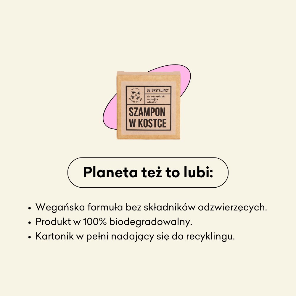 Szampon w kostce detoksykujący 4 Szpaki: wegańska formuła, w 100% biodegradowalny.