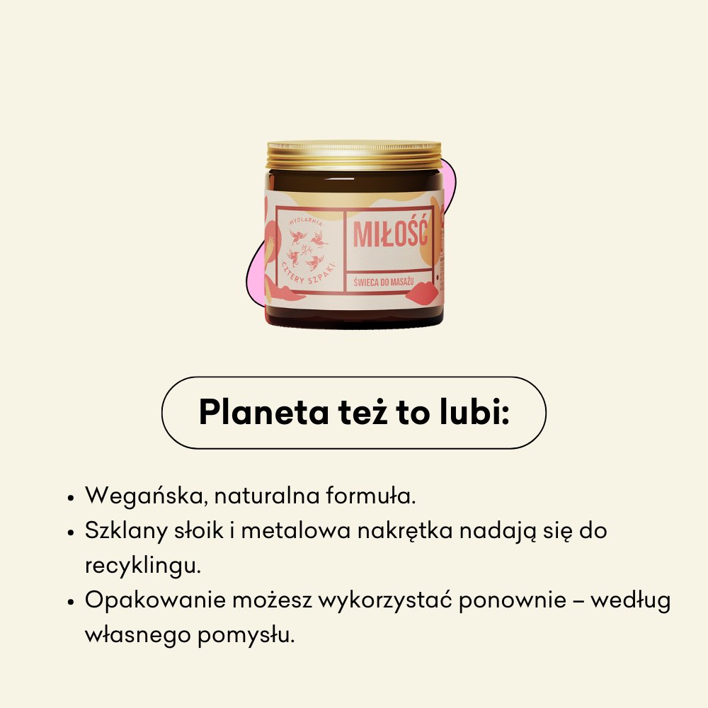 Miłość - świeca do masażu wegańska, naturalna formuła.