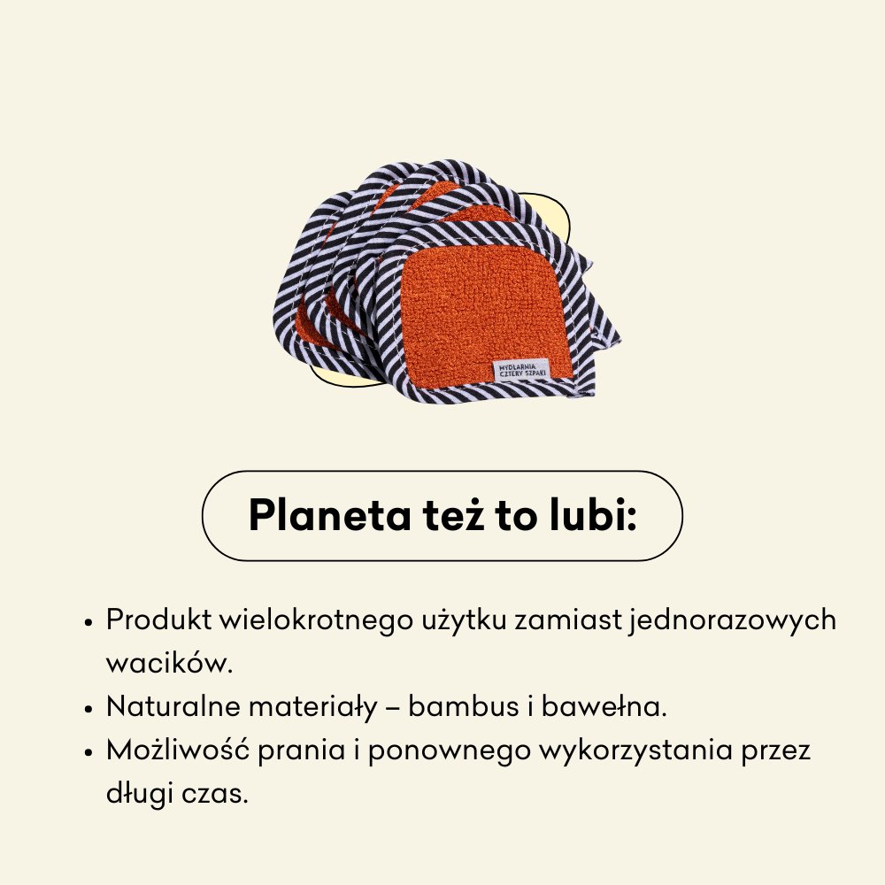 Wielorazowe płatki kosmetyczne - 5 szt. produkt wielokrotnego użytku.