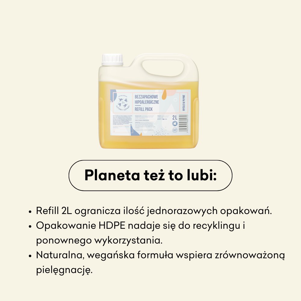 Hipoalergiczne - Refill Pack - naturalne mydło w płynie, naturalna, wegańska formuła.