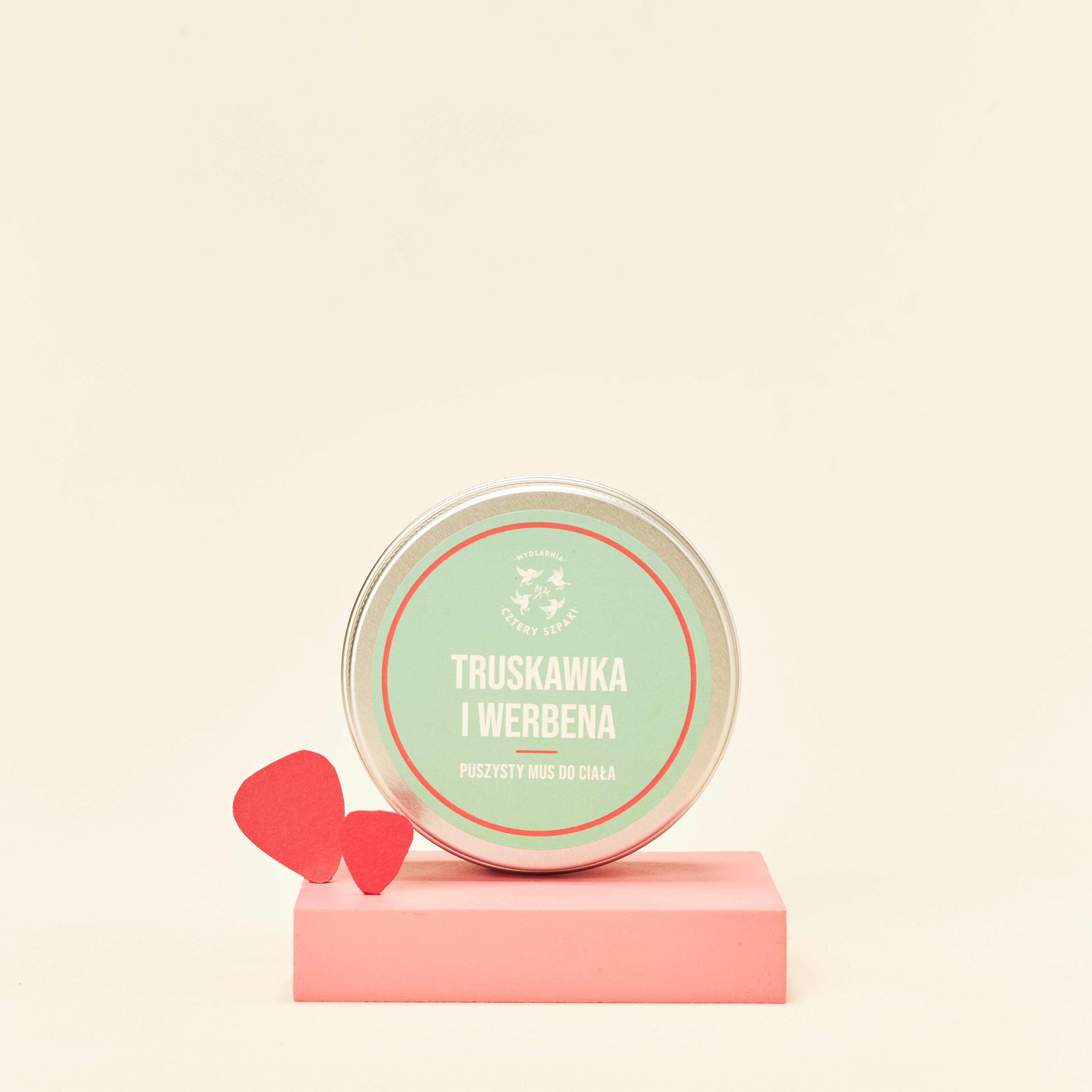 Puszysty mus do ciała Truskawka i Werbena w puszce, 4 Szpaki