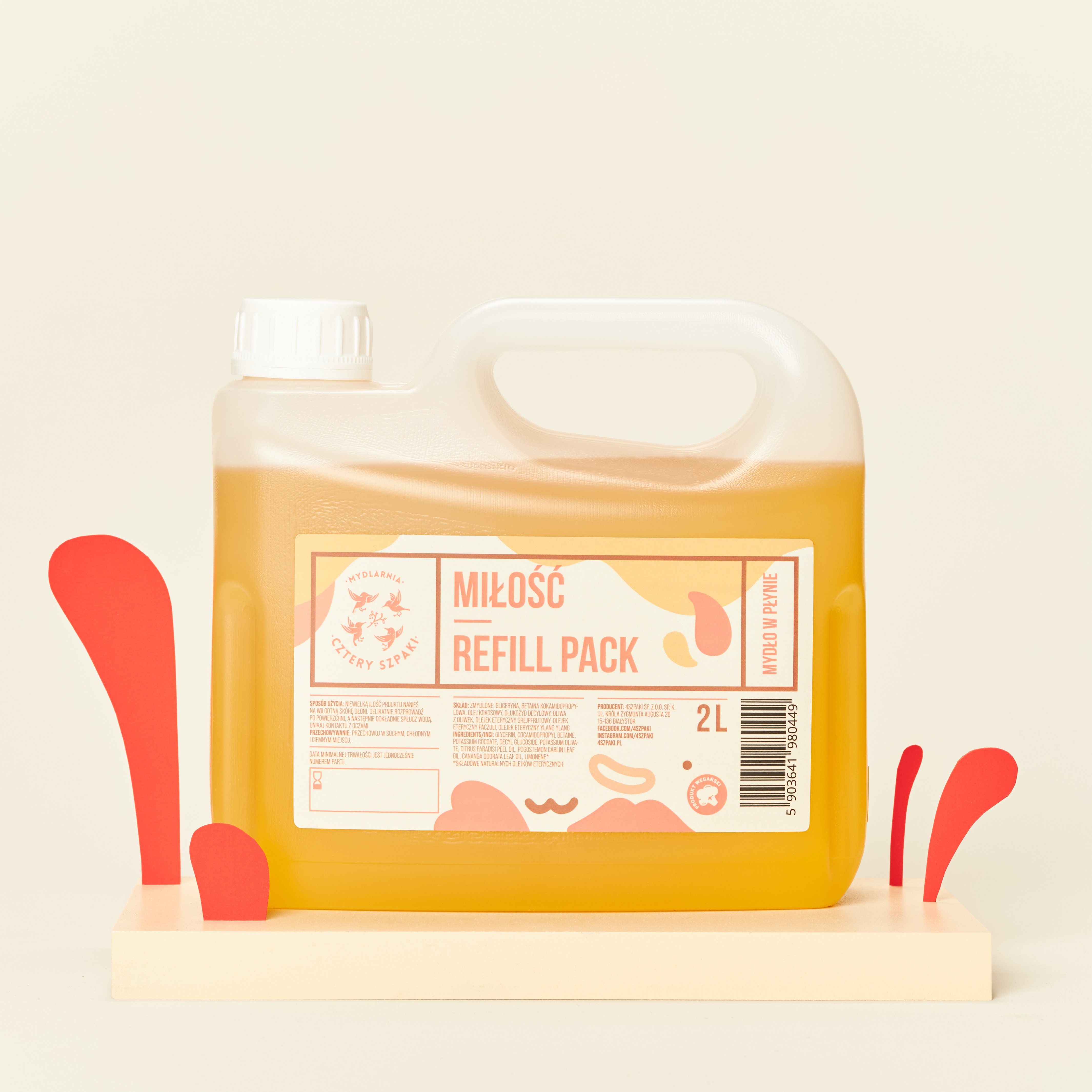 Naturalne mydło w płynie w dwulitrowym opakowaniu typu refill Miłość