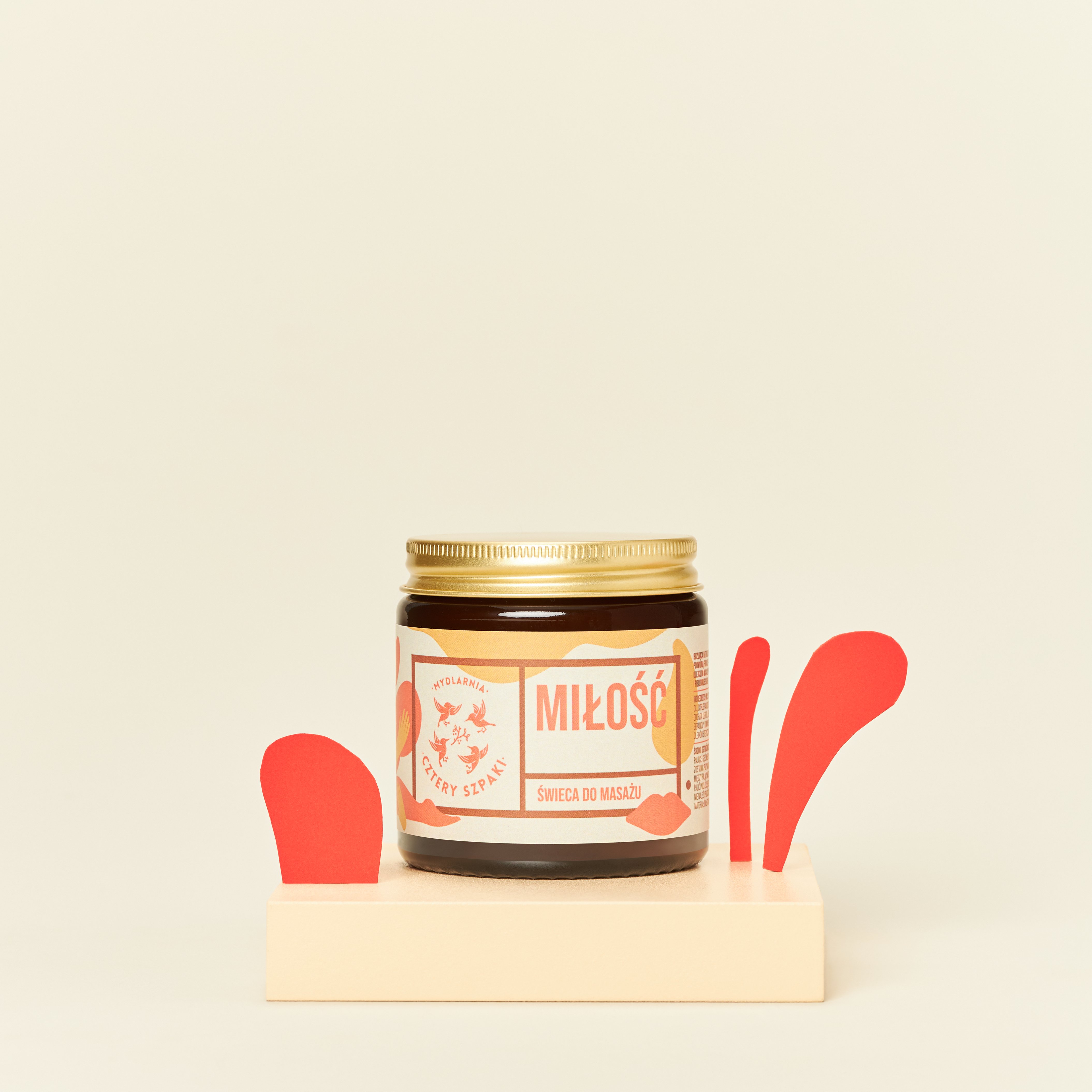 Świeca do masażu Miłość w szklanym słoiku z metalową zakrętką