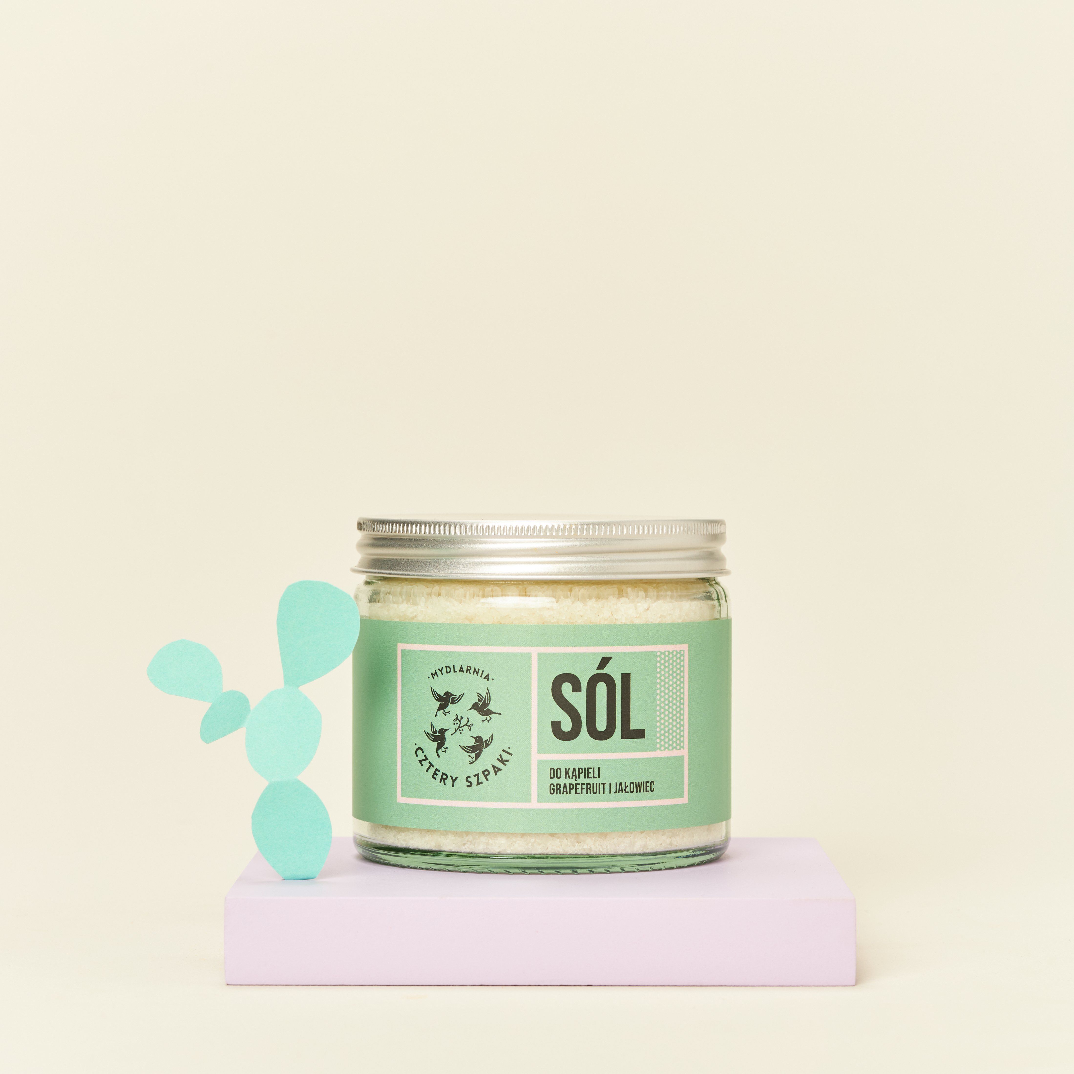 Sól do kąpieli Grejpfrut i Jałowiec w szklanym słoiku z metalową nakrętką