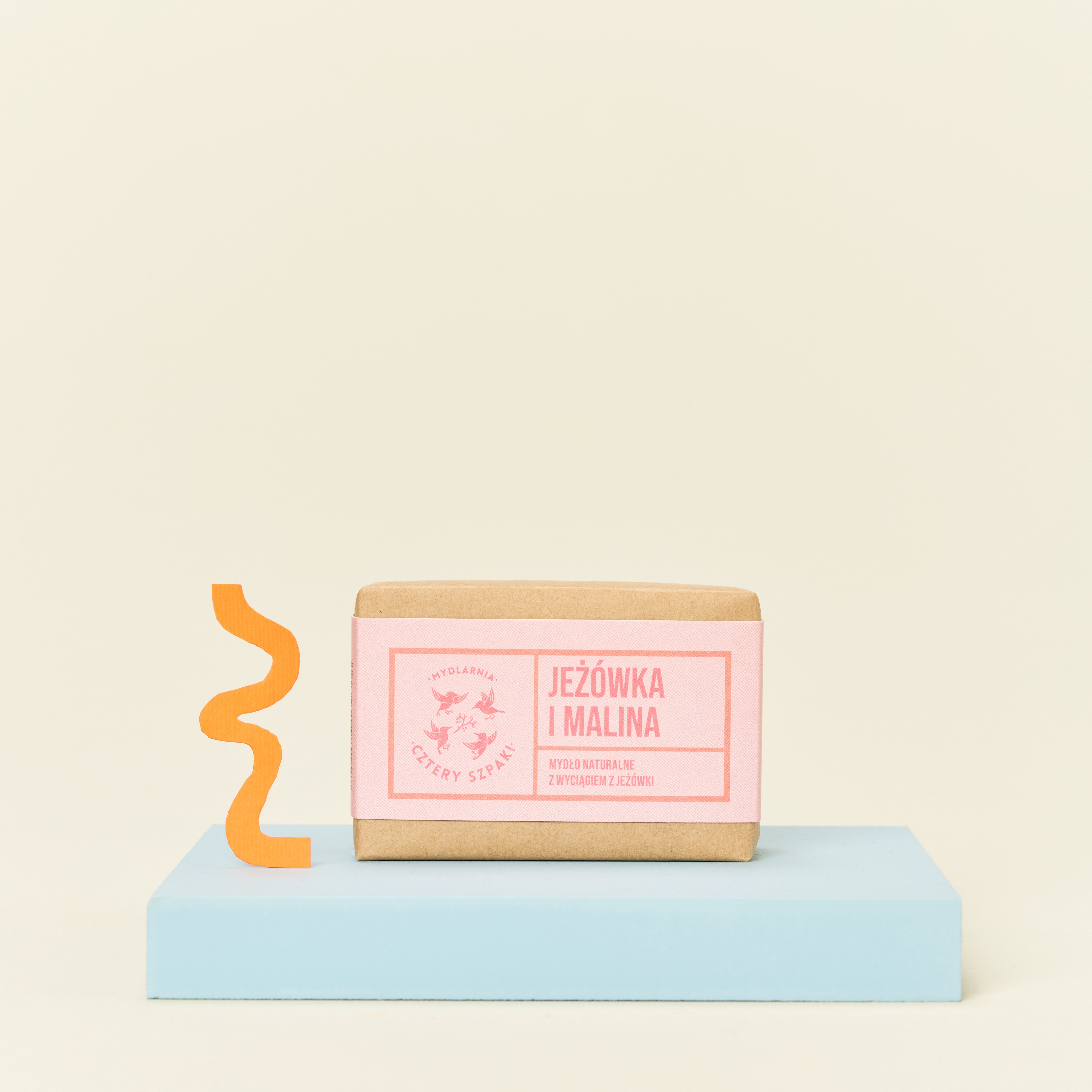 Mydło naturalne z wyciągiem z jeżówki Jeżówka i Malina w papierowym opakowaniu
