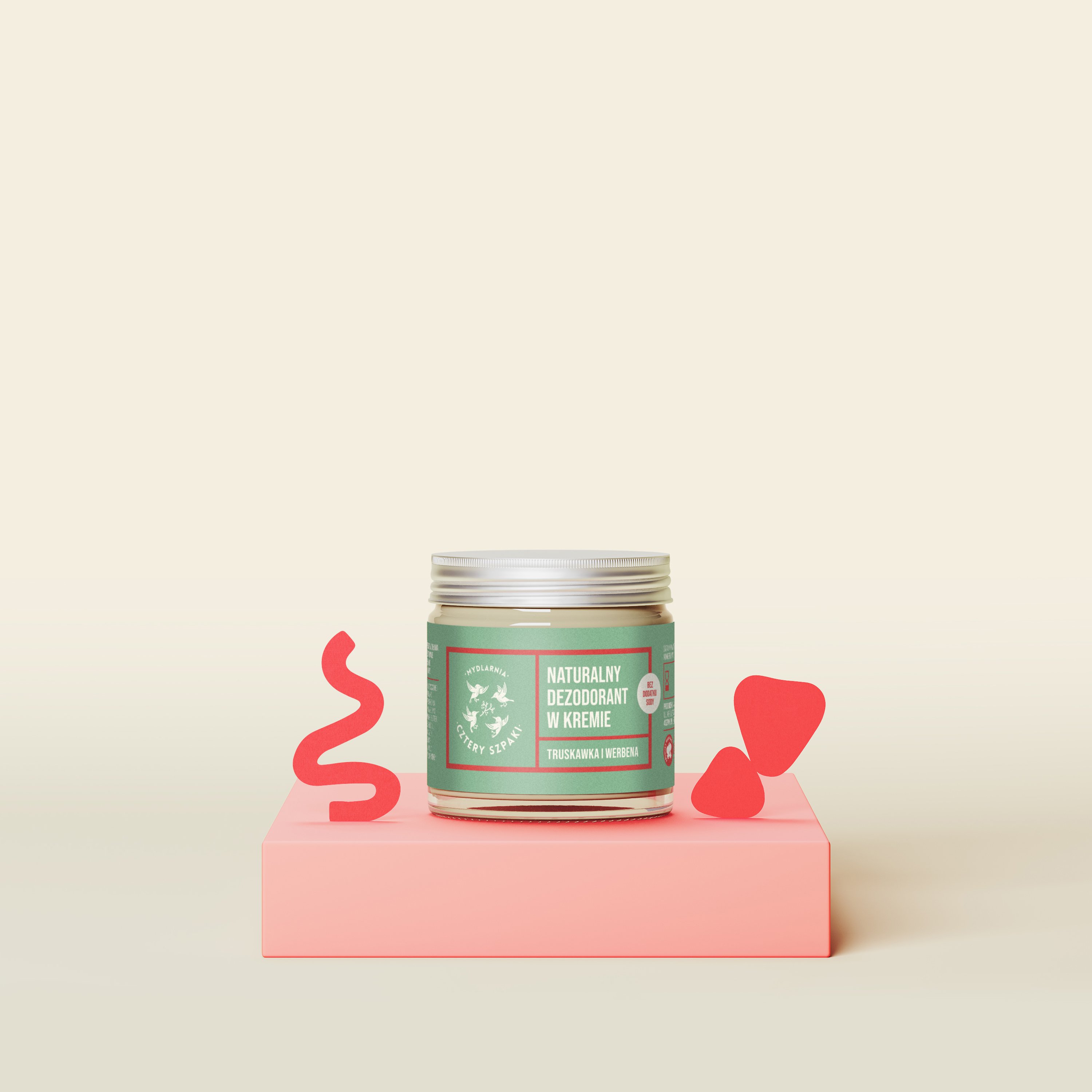 Naturalny dezodorant w kremie Truskawka i Werbena bez dodatku sody