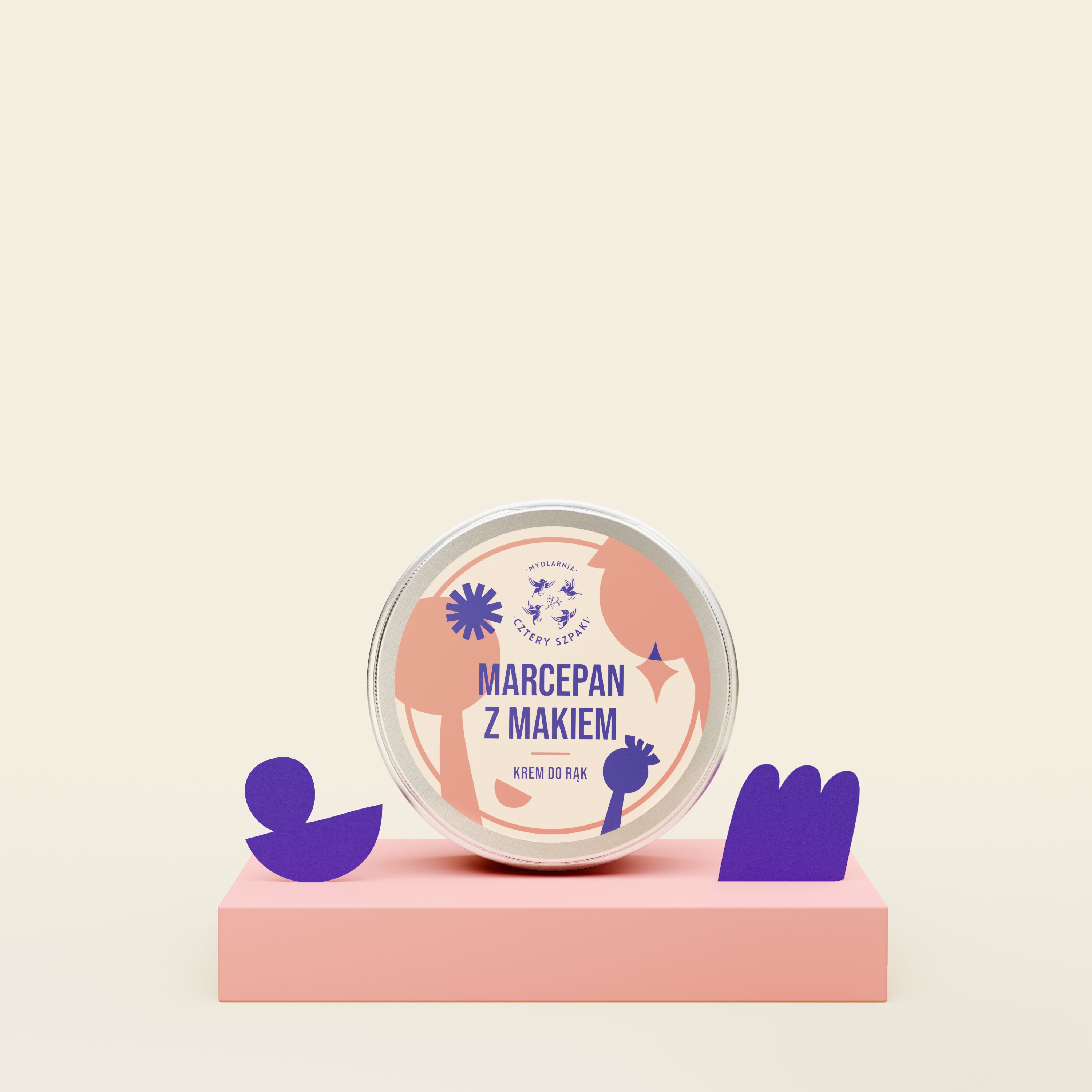 Marcepan z makiem naturalny krem do rąk w aluminiowej puszce. 