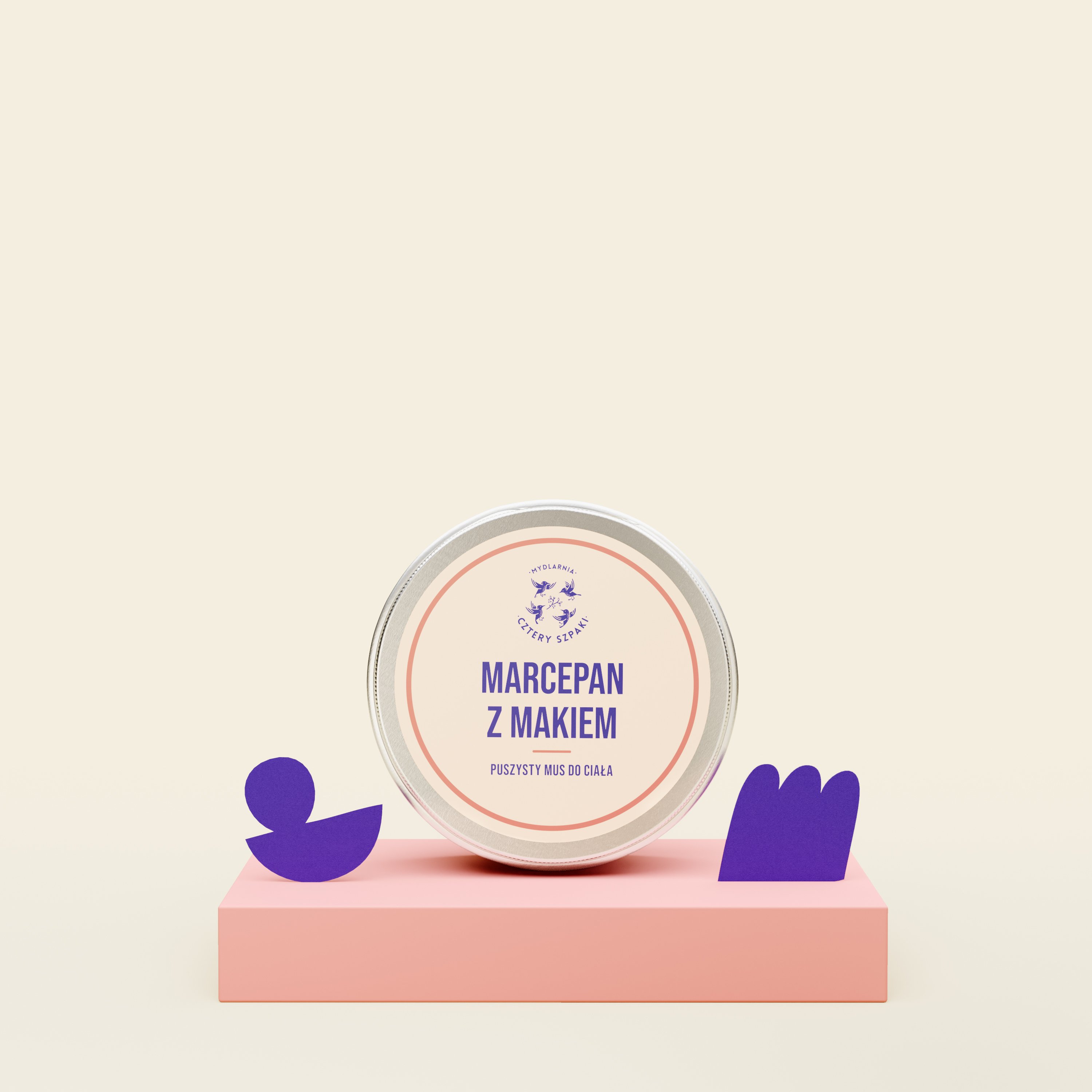 Marcepan z Makiem puszysty mus do ciała w aluminiowej puszce. 