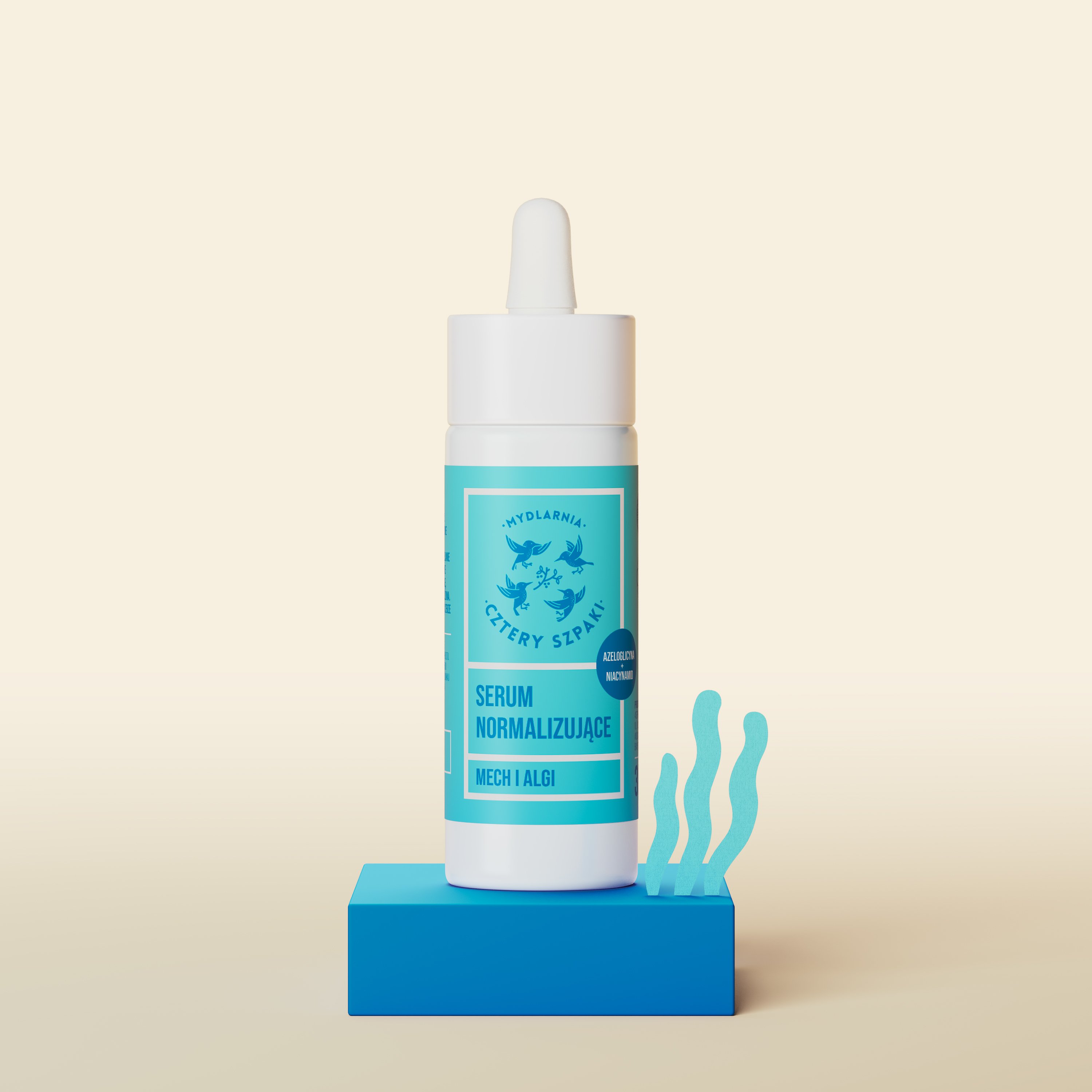 Serum normalizujące Mech i Algi w szklanej butelce z pipetą 30 ml, 4 Szpaki