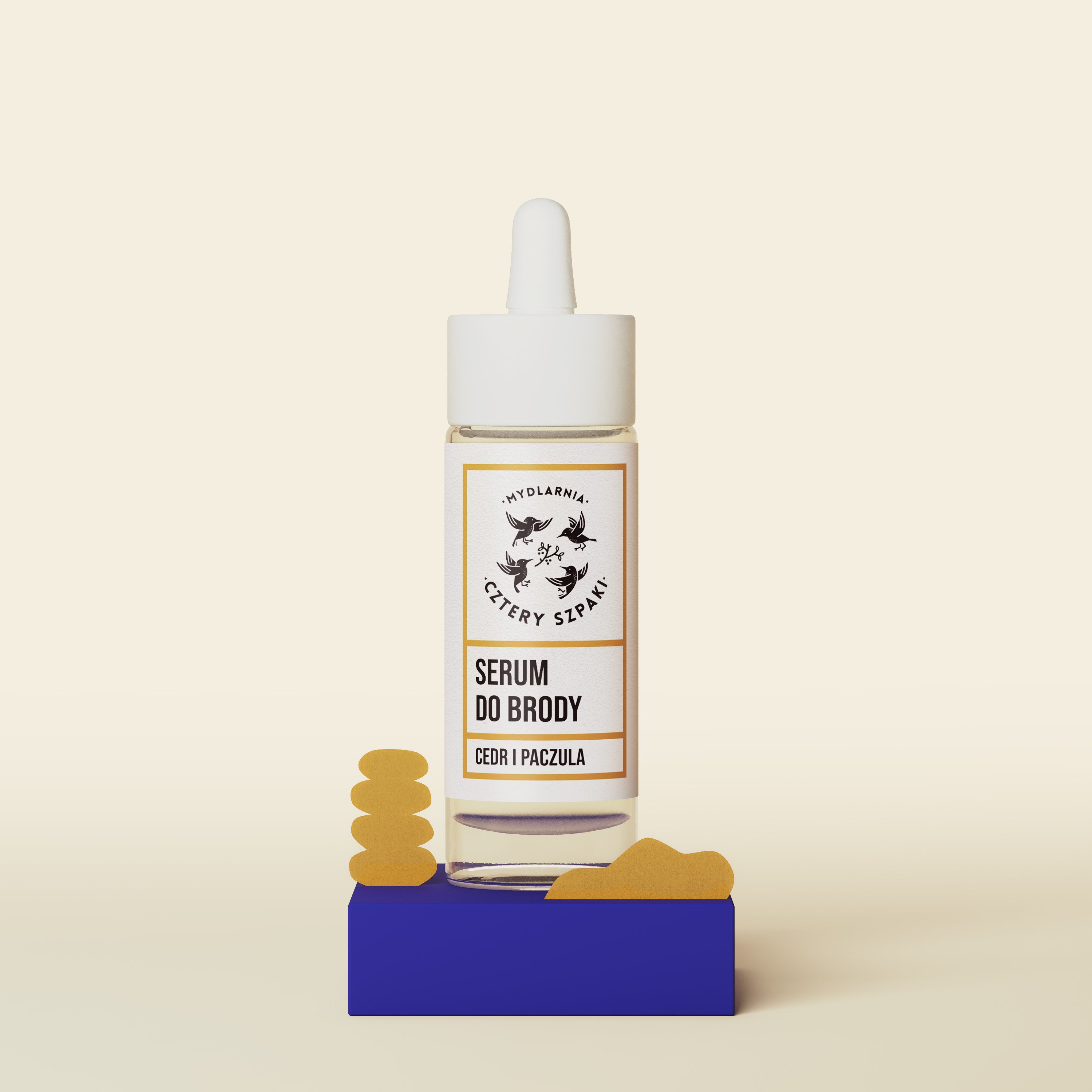 Serum do brody Cedr i Paczula w szklanej butelce z pipetą 30 ml, 4 Szpaki