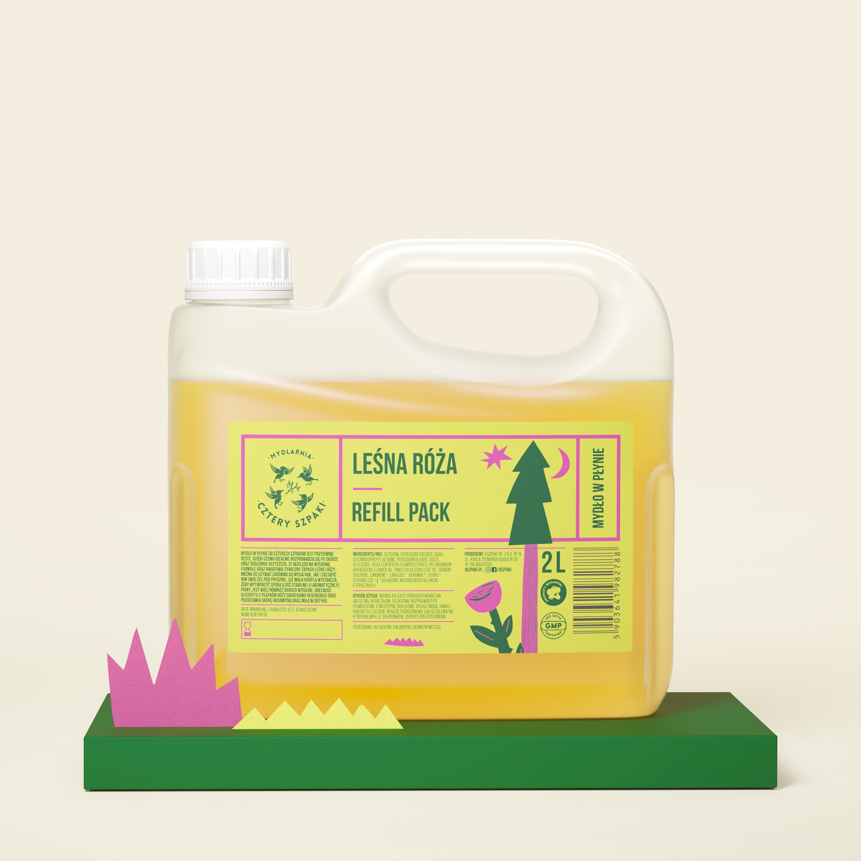 Naturalne mydło w płynie w dwulitrowym opakowaniu typu refill Leśna Róża