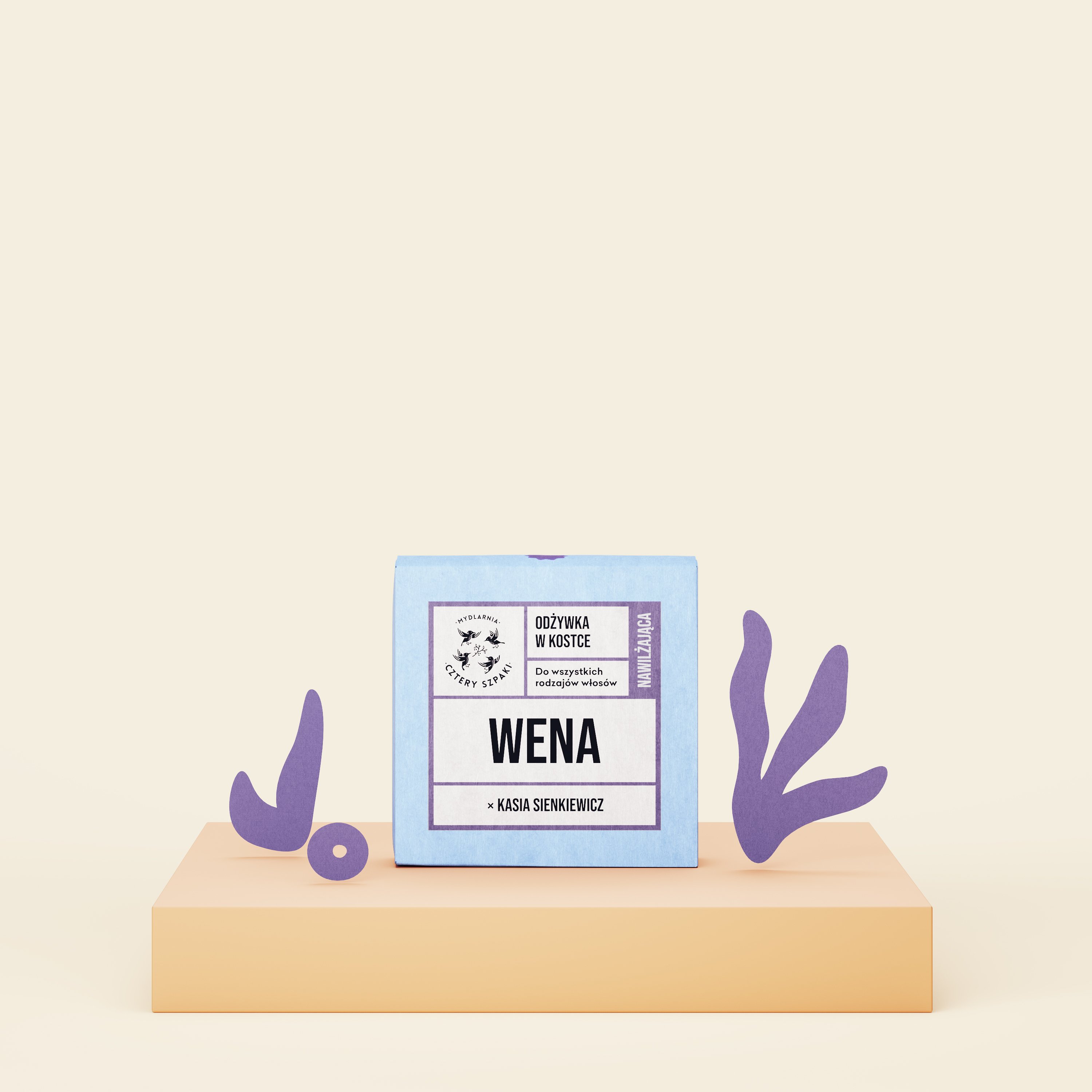 Odżywka do włosów w kostce Wena x Kasia Sienkiewicz do wszystkich rodzajów włosów w kartonowym opakowaniu, 4 Szpaki
