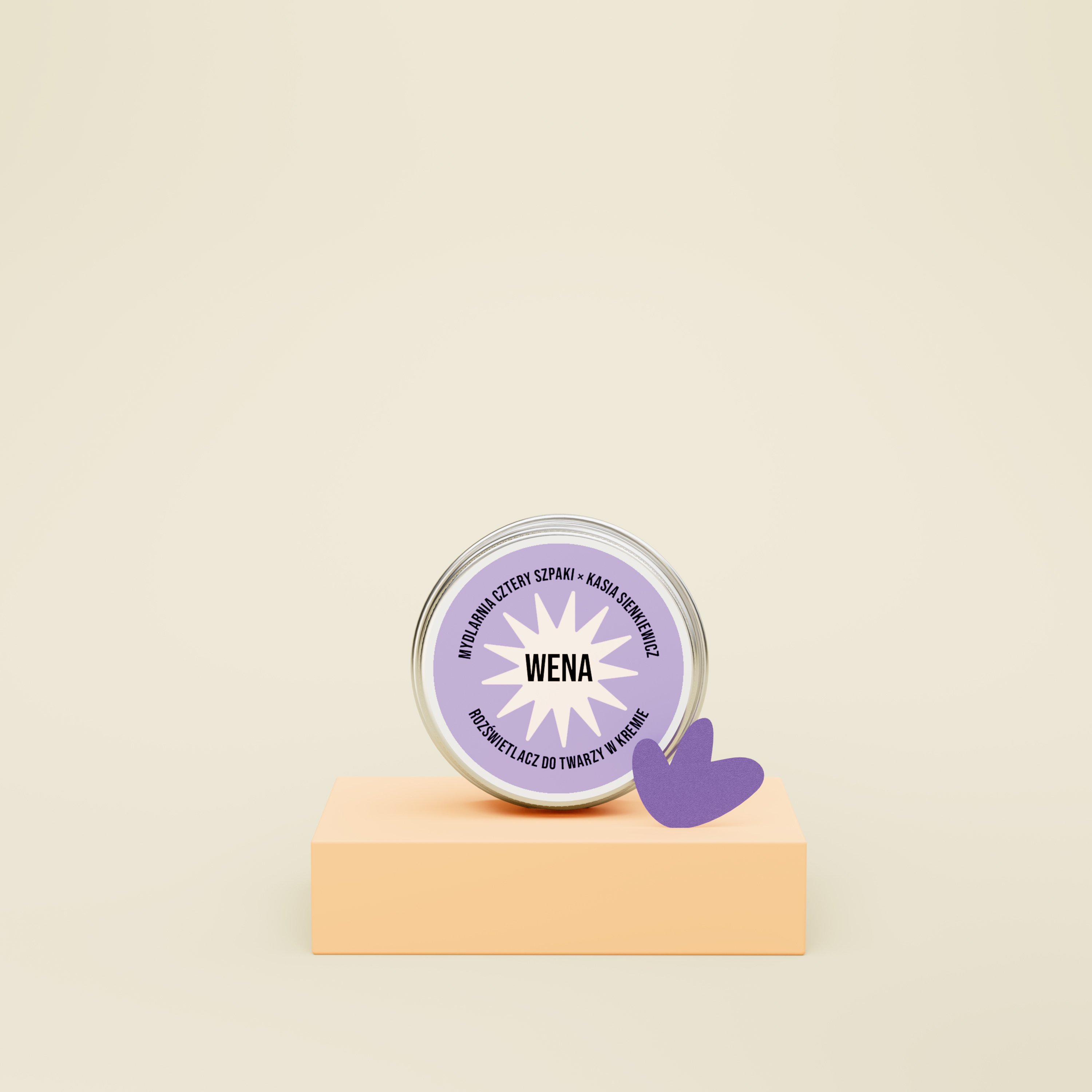 Rozświetlacz do twarzy w kremie w aluminiowej puszce WENA, stworzony we współpracy z Kasią Sienkiewicz,  4 Szpaki