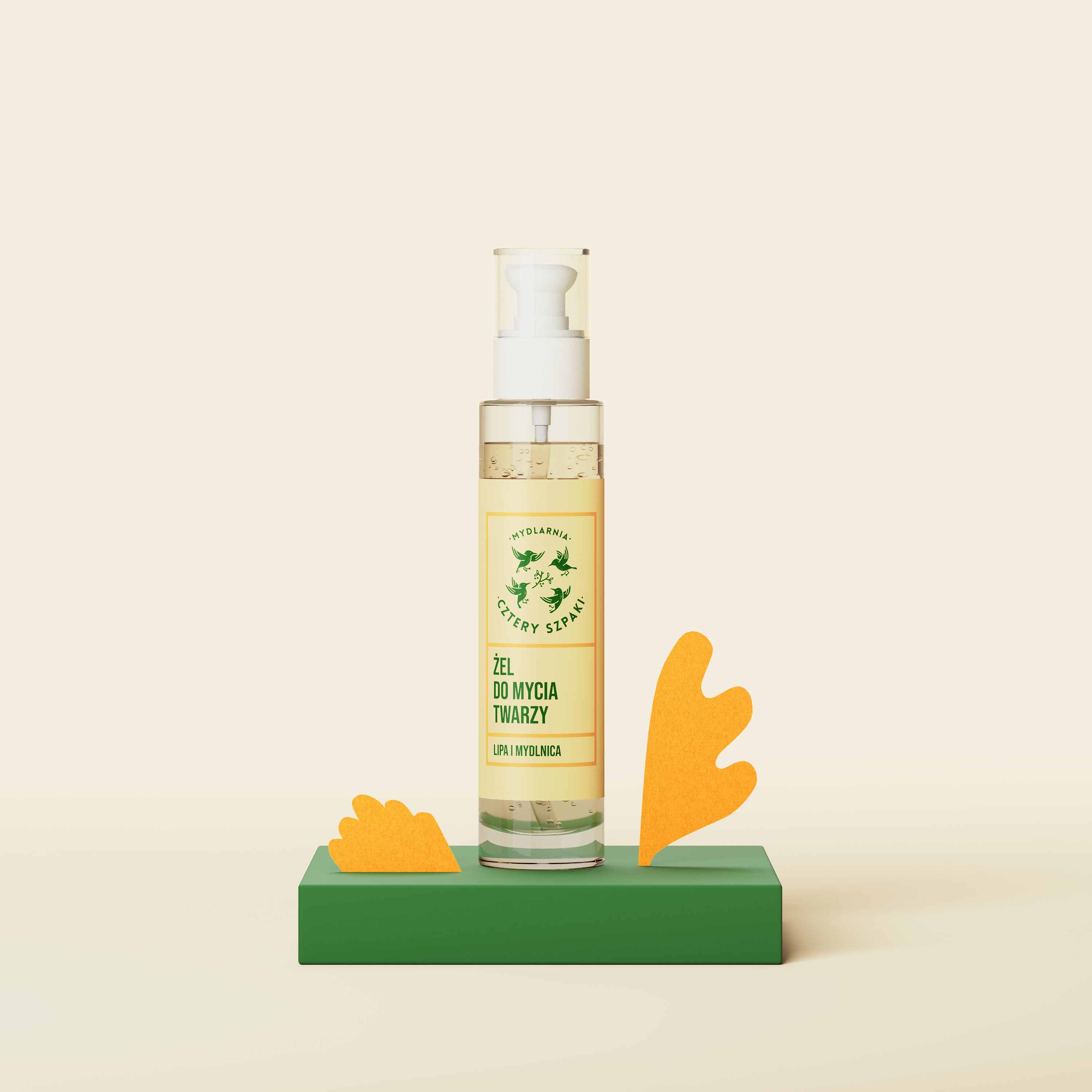 Żel do mycia twarzy Lipa i Mydlnica w szklanej butelce z pompką 100 ml