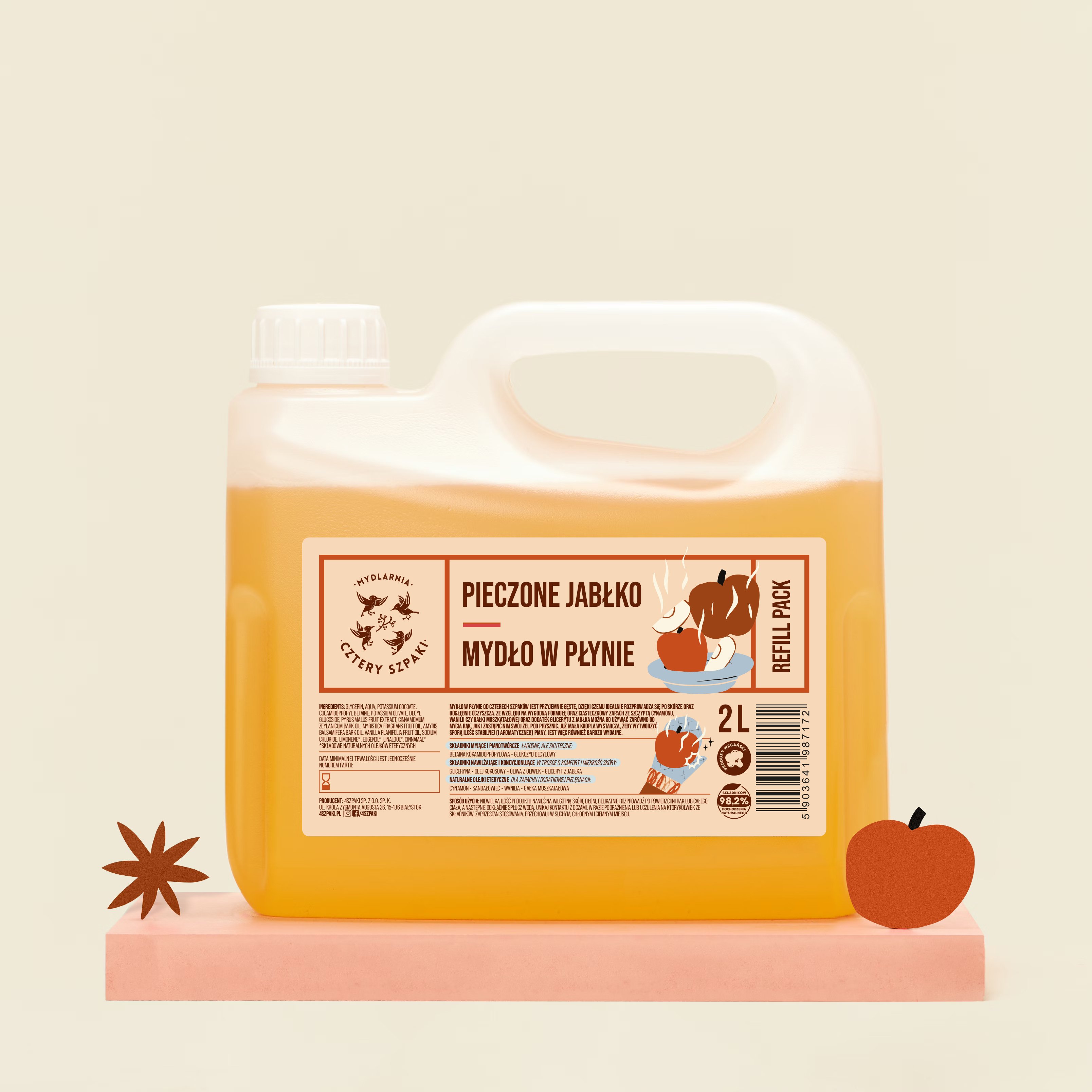 Naturalne mydło w płynie Pieczone Jabłko refill pack.