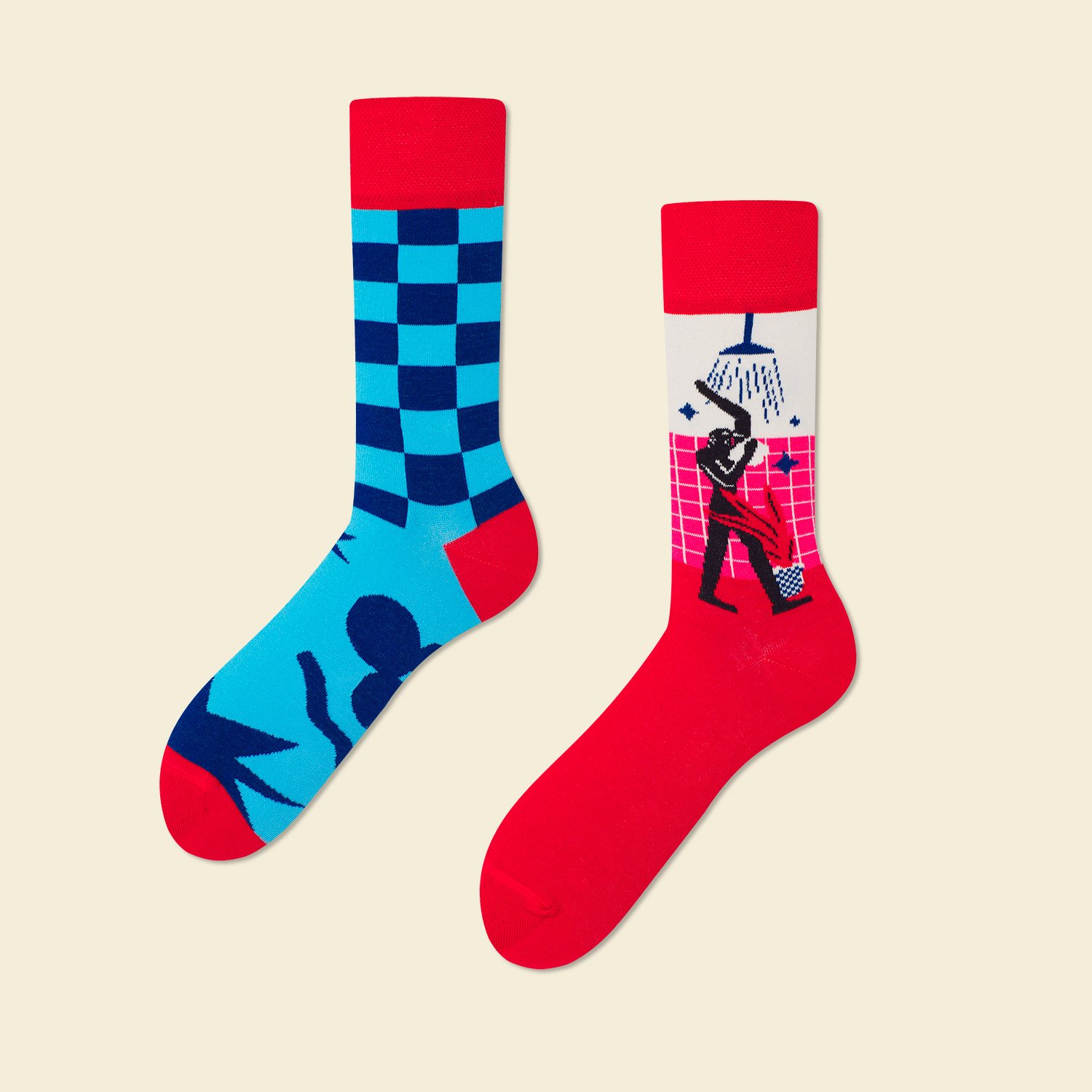 Kolorowe skarpetki Many Szpak(s) z nadrukiem. 