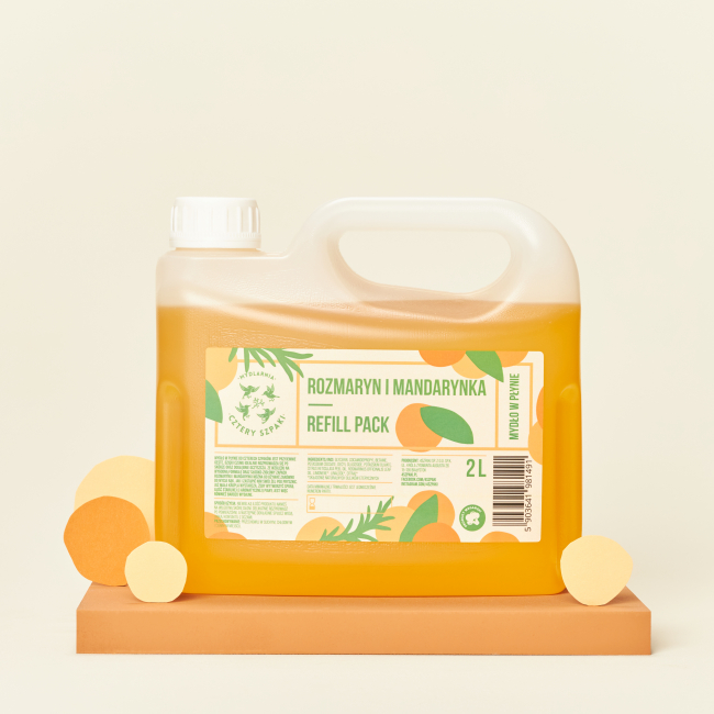Rozmaryn i Mandarynka - Refill Pack - naturalne mydło w płynie