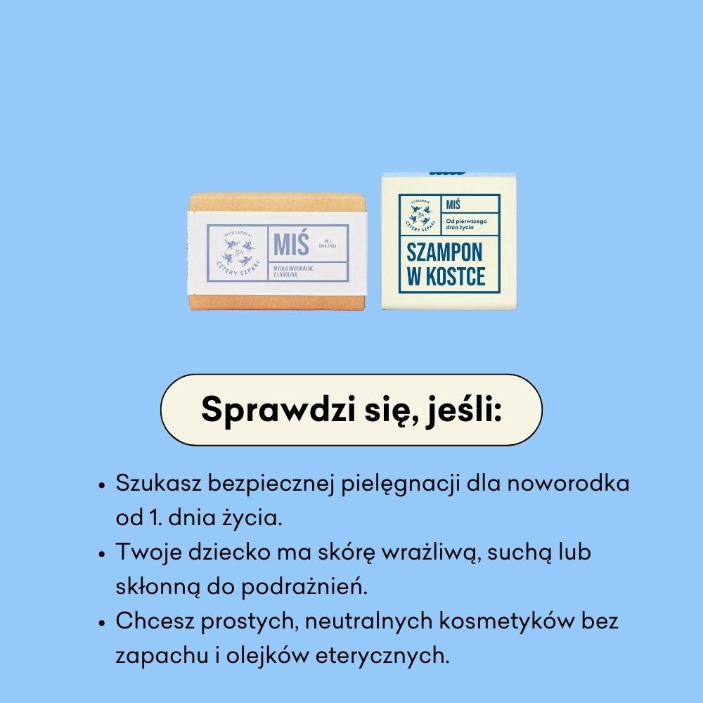 Zestaw Miś sprawdzi się, jeśli szukasz bezpiecznej pielęgnacji dla noworodka od 1. dnia życia. 