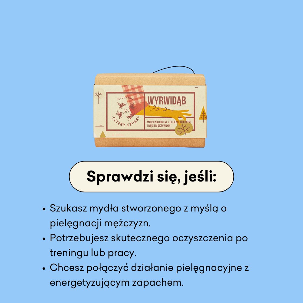 Wyrwidąb - naturalne mydło w kostce sprawdzi się jeśli: szukasz mydła stworzonego z myślą o pielęgnacji mężczyzn.