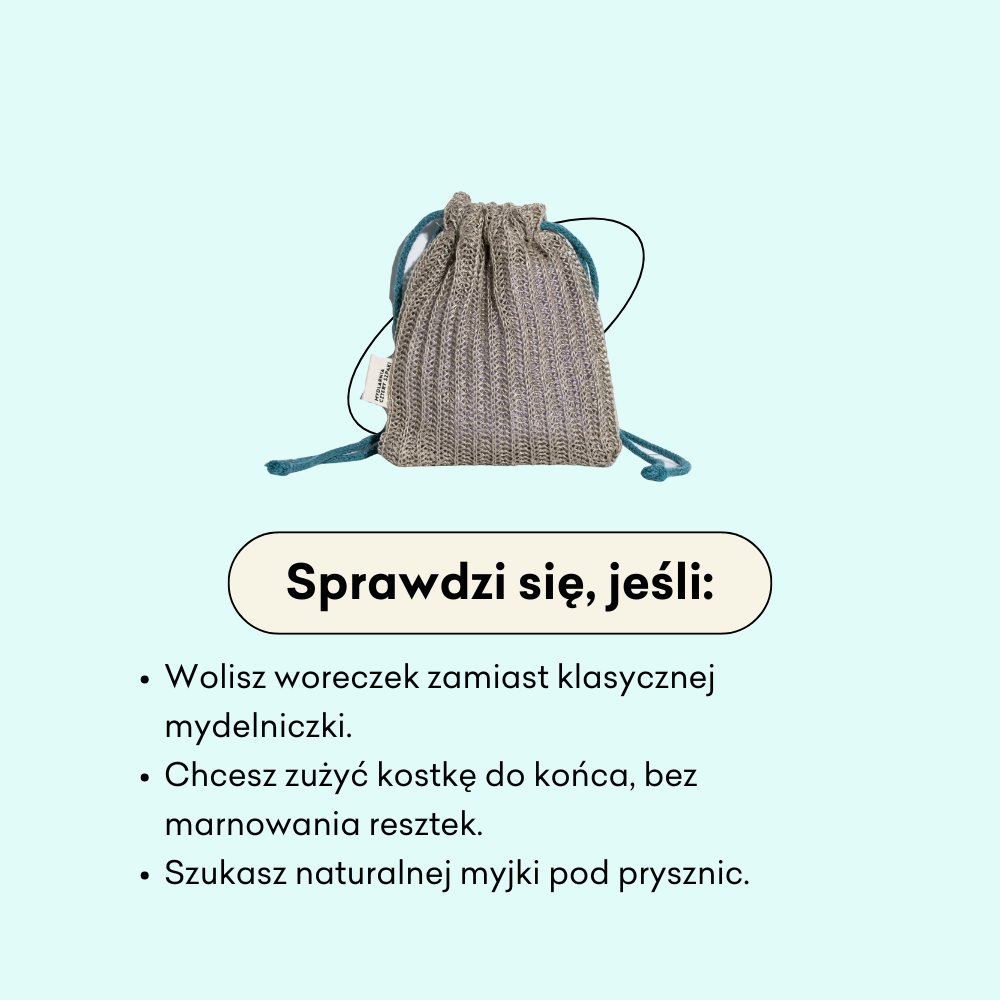 Lniany woreczek - na mydło/szampon w kostce sprawdzi się jeśli wolisz woreczek zamiast klasycznej mydelniczki.