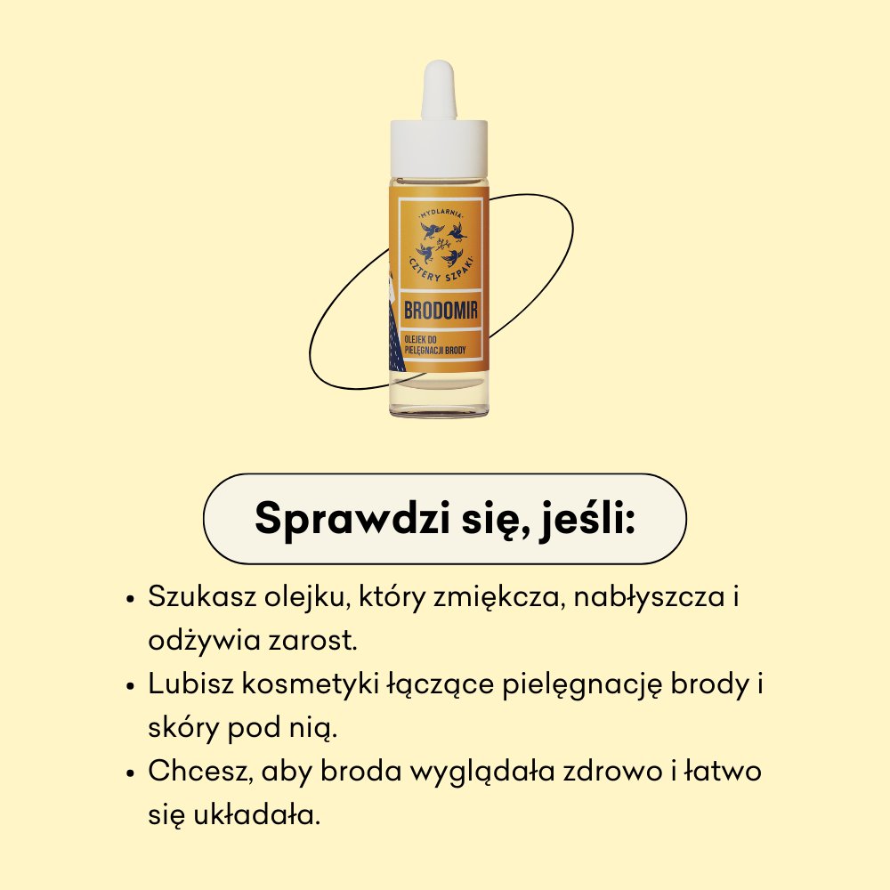 Brodomir - olejek do brody i zarostu, sprawdzi sie jeśli szukasz olejku, który zmiękcza, nabłyszcza i odżywia zarost.