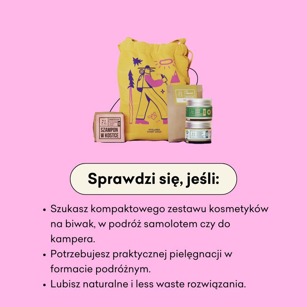 Travel Set aka Podróż Zestaw sprawdzi się jeśli szukasz kompaktowego zestawu kosmetyków na biwak, podróż samolotem czy do kampera.