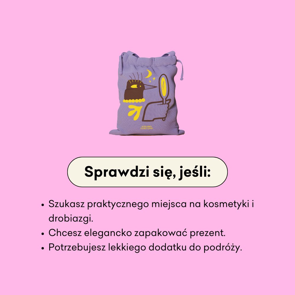 Woreczek sprawdzi się, jeśli szukasz praktycznego miejsca na kosmetyki i drobiazgi. 