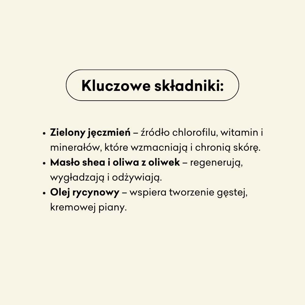 Naturalne mydło w kostce Mięta z Miętą z olejkiem z mięty pieprzowej, zielonym jęczmieniem, masłem shea, oliwą z oliwek, olejem rycynowym.