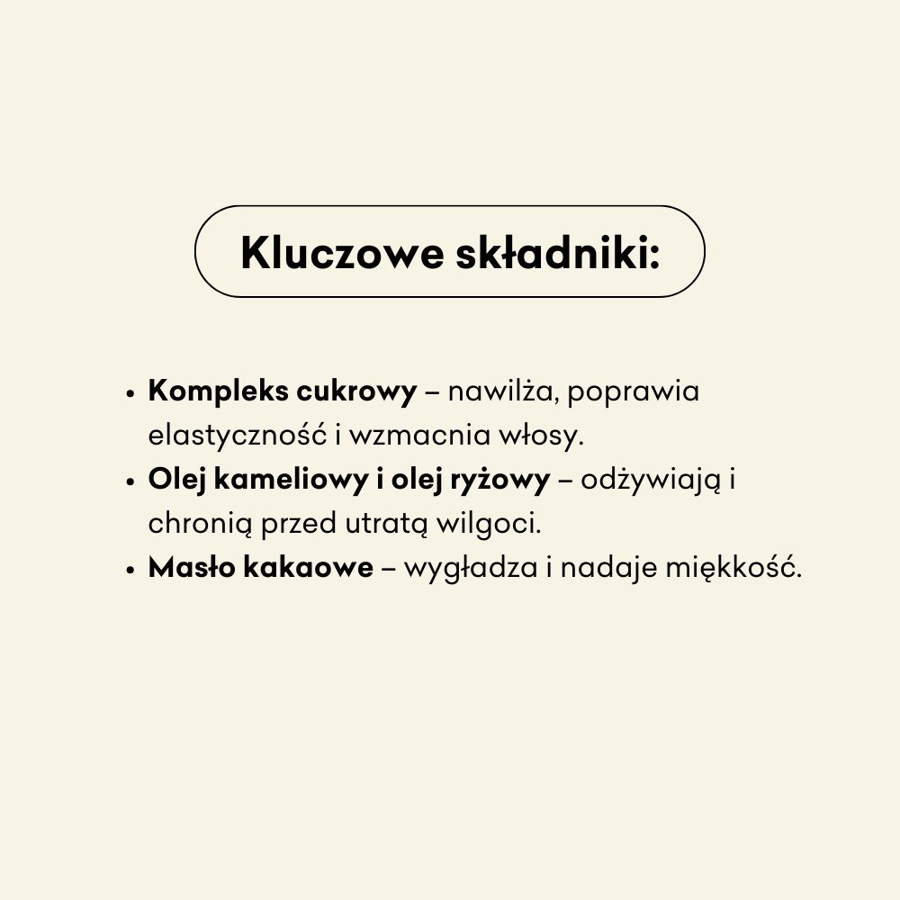 Nawilżająca odżywka w kostce WENA x Kasia Sienkiewicz: kompleks cukrowy, olej kameliowy, ryżowy, masło kakaowe.