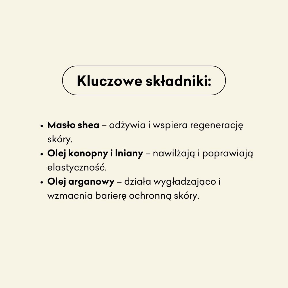 Infografika dotycząca kluczowych składników znajdujących się w produkcie. 