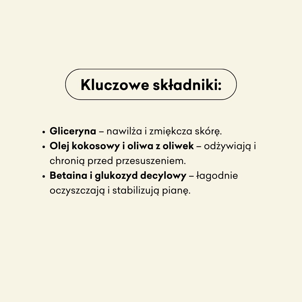 Kluczowe składniki mydła w płynie Cytryna i mięta to gliceryna, olej kokosowy i oliwa z oliwek.